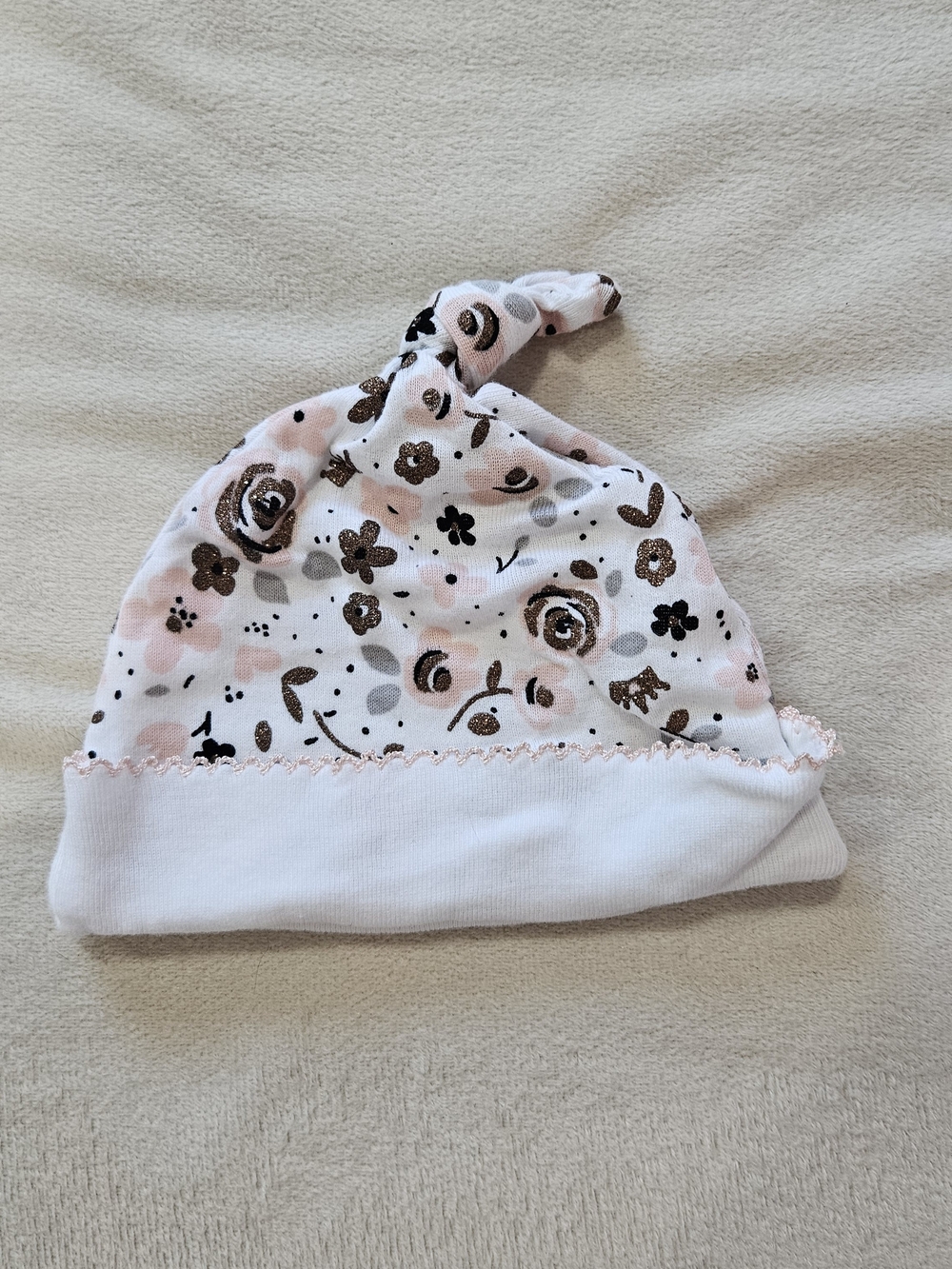 Gerbers Baby Pink Floral Beanie - 3-6 Months